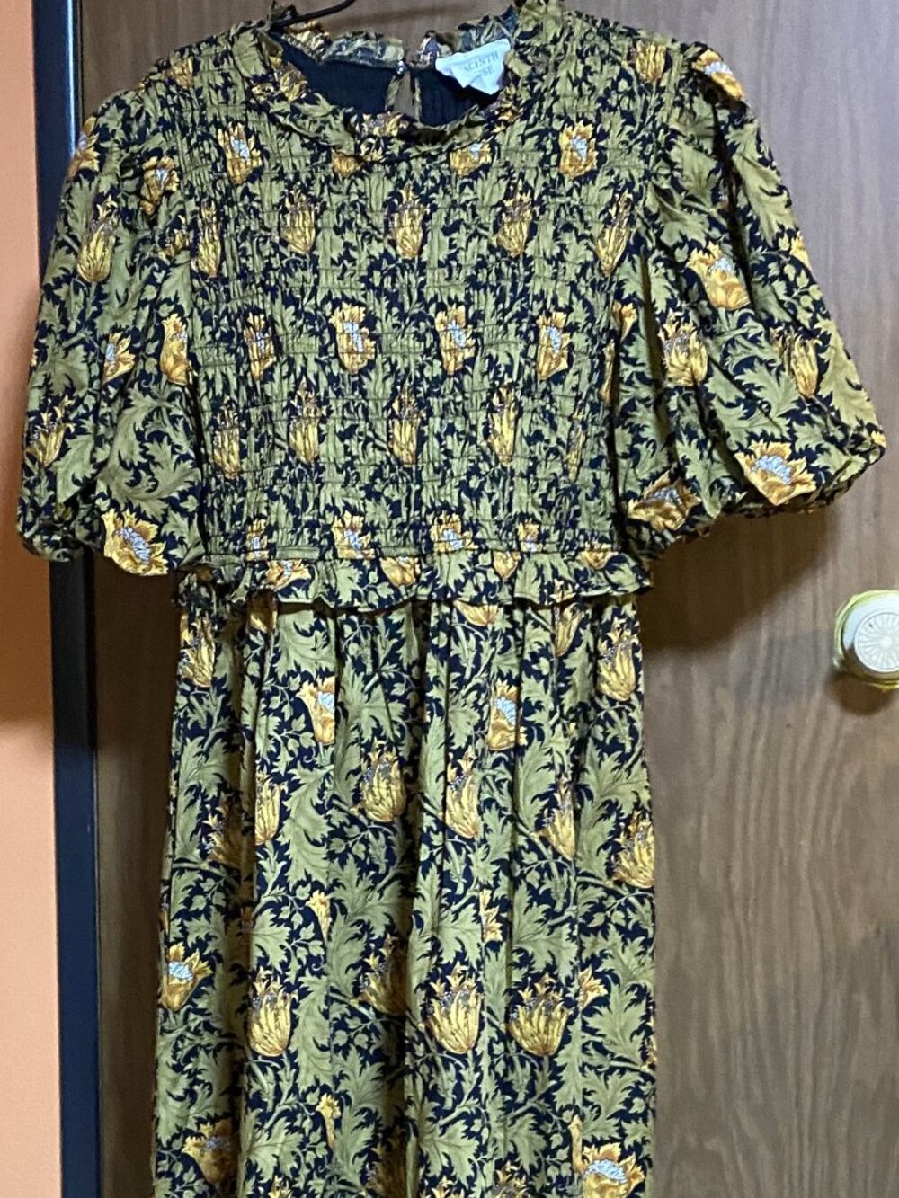 Black/Gold Floral TUCKERNUCK Smocked Top HYACINTH HOUSE Puffed Sleeve Dress-XL